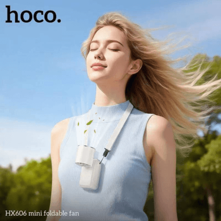 พัดลมพกพา HOCO HX606 พับได้ 90° ปรับแรงลม 100 ระดับ ความเร็วรอบ 20000 RPM แบตเตอรี่ 3000MAH พร้อมสายคล้องคอ_5